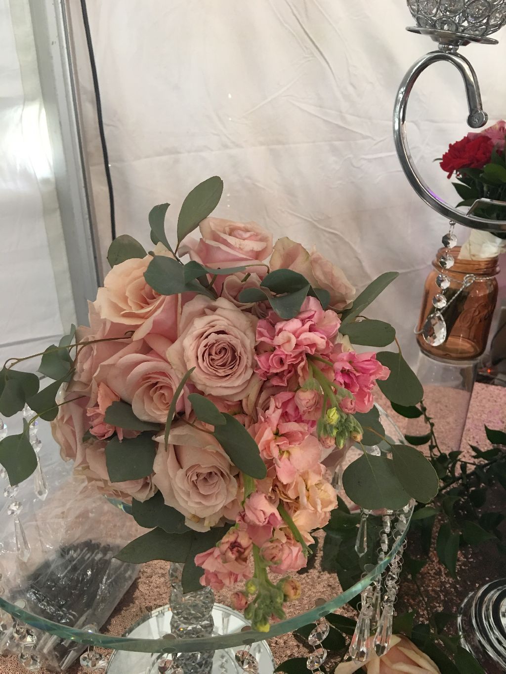 pink rose table centerpiece